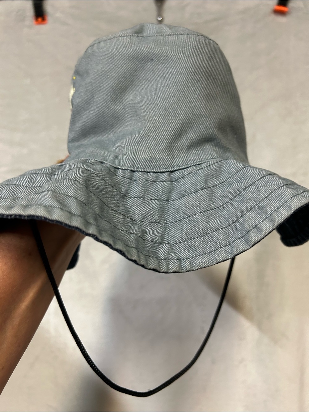 Light Grayish Blue Hue Bucket Hat with Chin Strap